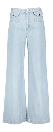Rinascimento Lichtkleurige straight fit jeans met goudkleurige knopen