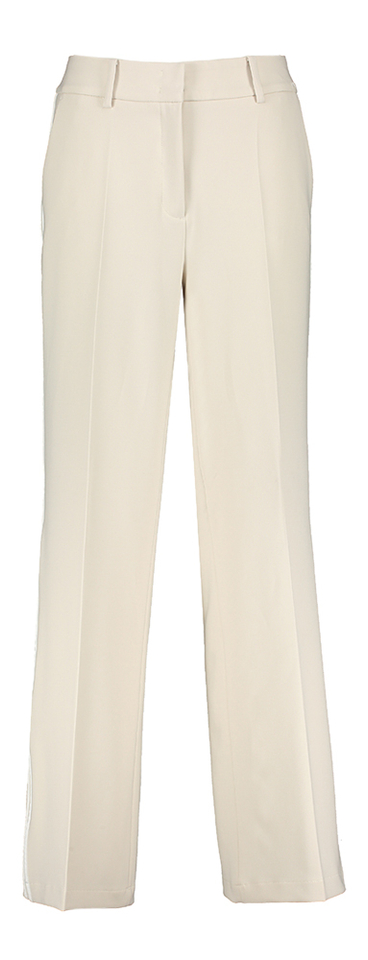 Licht beige losvallende broek met witte strepen Amelie Cambio