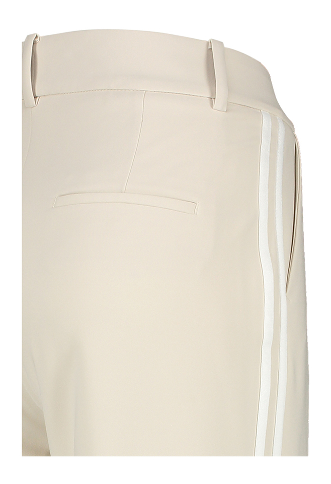 Licht beige losvallende broek met witte strepen Amelie Cambio