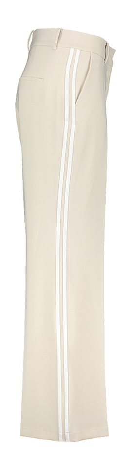 Licht beige losvallende broek met witte strepen Amelie Cambio