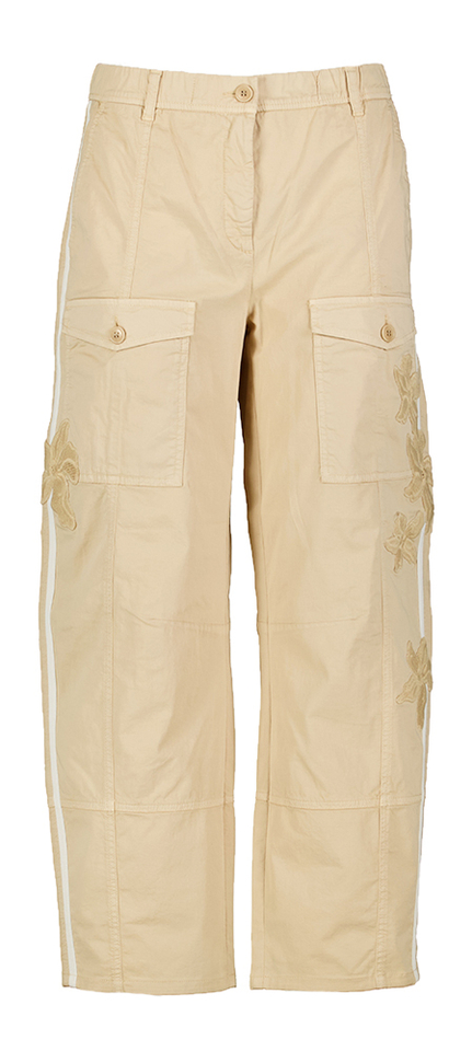 Beige cargo broek met bloemen structuur Orange Cambio