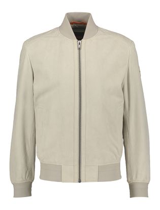 Hugo Boss Greige jas in suède met rits Joflag