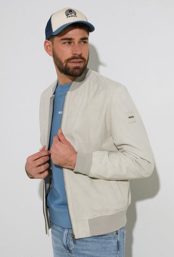 Greige jas in suède met rits Joflag Hugo Boss