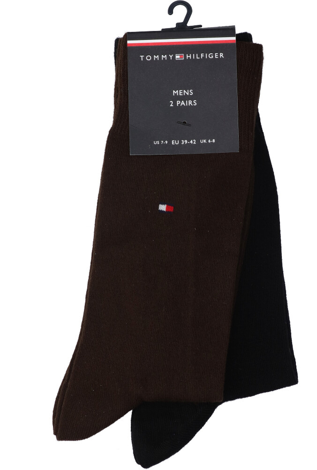 2-pack kousen donkerbruin en zwart Tommy Hilfiger