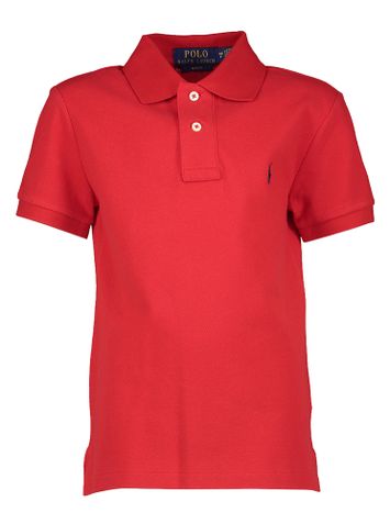 Rode polo met blauw merklogo Ralph Lauren 