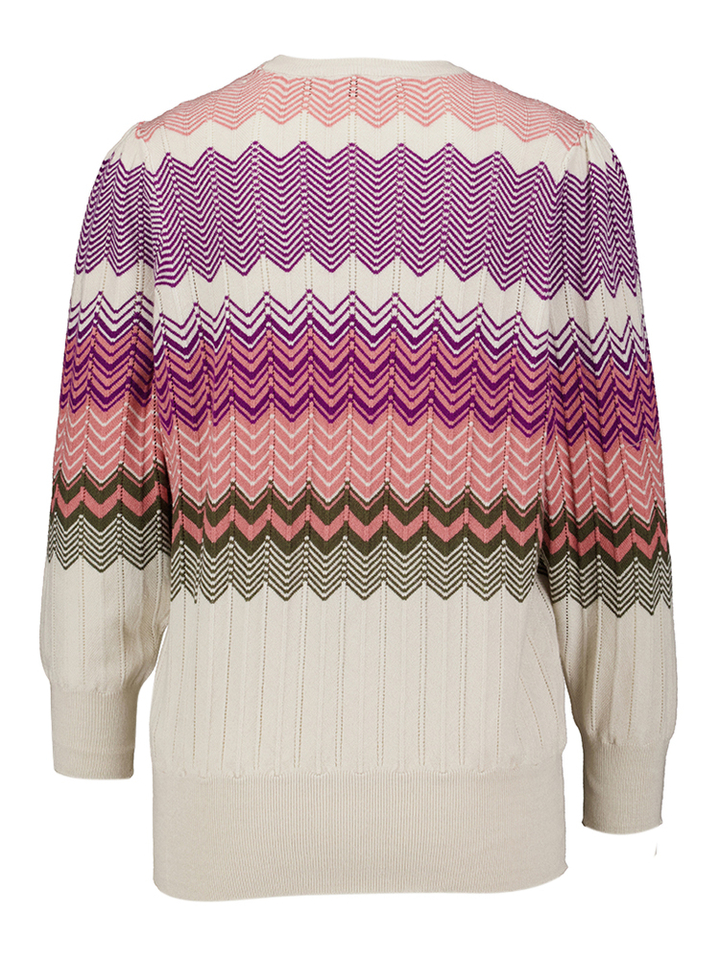 Multicolor pull met ronde hals en driekwart mouwen Ivory Peppercorn