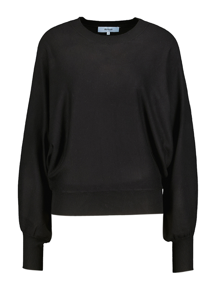 Zwarte pull met ronde hals en vlindermouwen Dana Minus
