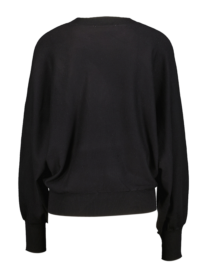 Zwarte pull met ronde hals en vlindermouwen Dana Minus