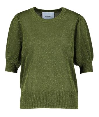 Groene glitterpull met korte mouwen Liva Minus