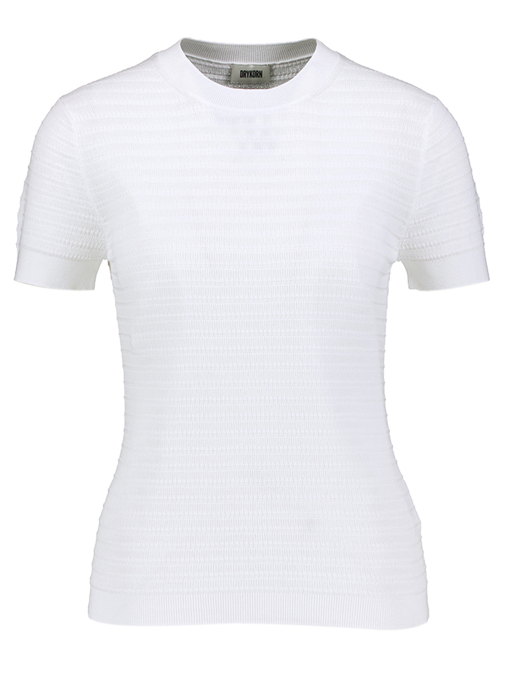 Ecru katoenen gebreide fijne t-shirt Moglini Drykorn