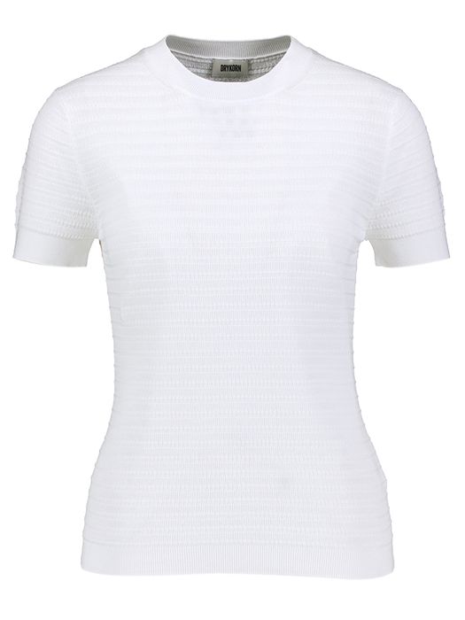 Ecru katoenen gebreide fijne t-shirt Moglini Drykorn
