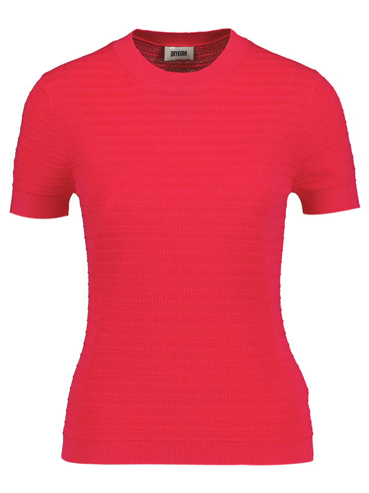 Fuchsia katoenen gebreide fijne t-shirt Moglini Drykorn
