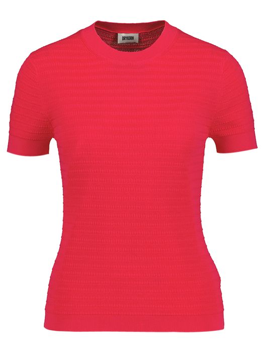 Fuchsia katoenen gebreide fijne t-shirt Moglini Drykorn