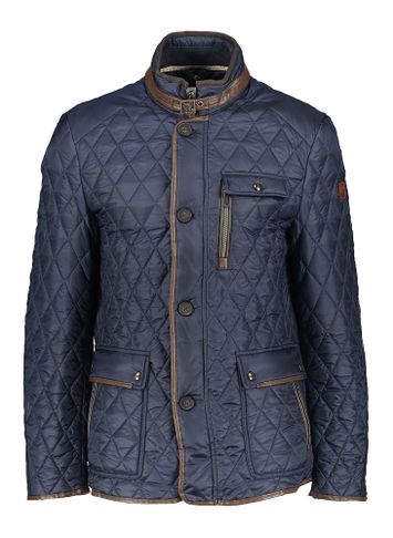 Donkerblauwe puffed jacket met knopen Leonido Milestone