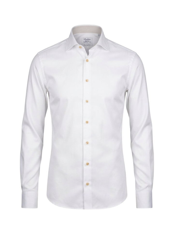 Wit katoenen hemd (slim fit) met extra lange mouwen Stenströms