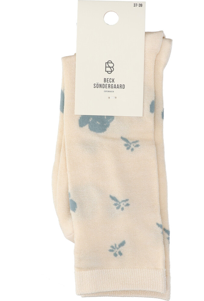 Ecru kousen met lichtblauwe print Beck Sondergaard