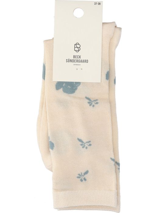Ecru kousen met lichtblauwe print Beck Sondergaard