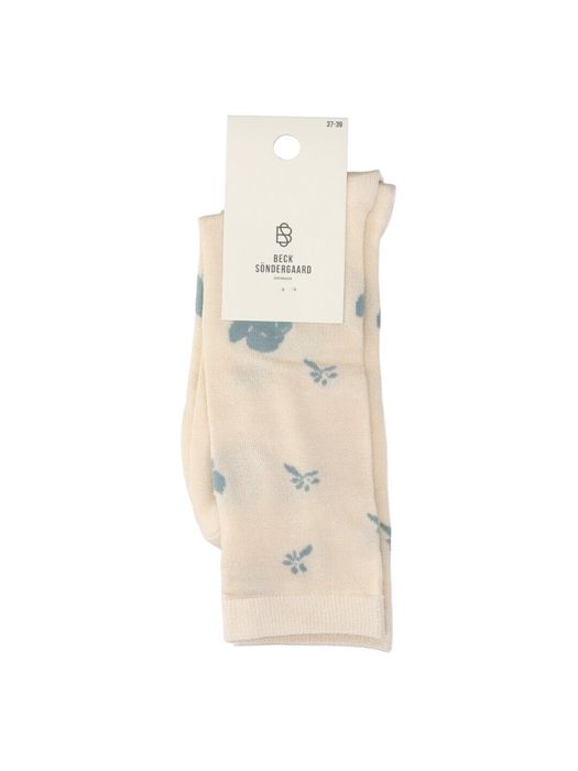 Ecru kousen met lichtblauwe print Beck Sondergaard