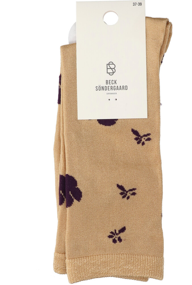 Mosterdkleurige kousen in print Beck Sondergaard