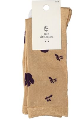 Mosterdkleurige kousen in print Beck Sondergaard