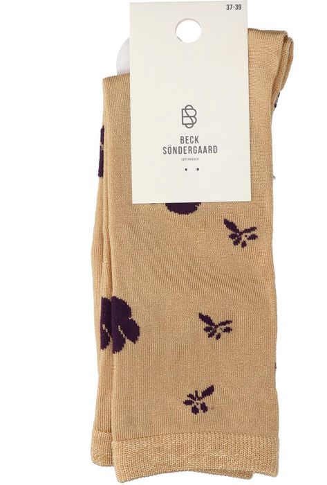 Mosterdkleurige kousen in print Beck Sondergaard