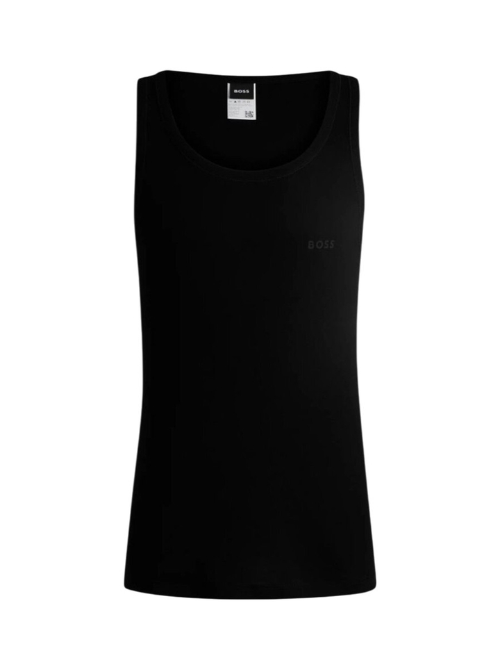 Zwart onderhemd van geribde katoen met logoprint Hugo Boss