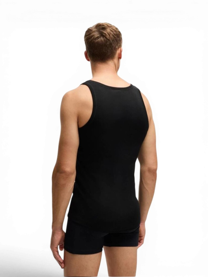 Zwart onderhemd van geribde katoen met logoprint Hugo Boss