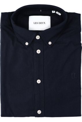 Les Deux Blauw katoenen hemd (regular fit) en lange mouwen
