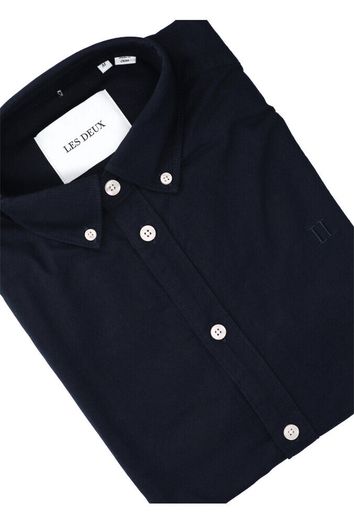 Blauw katoenen hemd (regular fit) en lange mouwen Les Deux