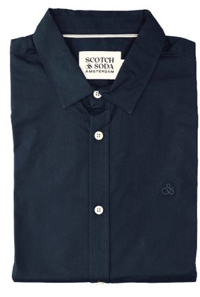 Scotch & Soda Donkerblauw katoenen hemd ( regular fit) met lange mouwen Scotch&Soda