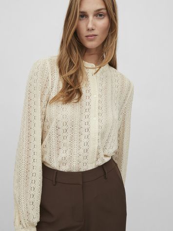 Kanten blouse in gebroken wit Vichikka Vila