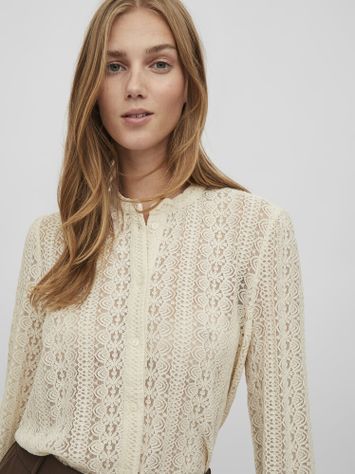Kanten blouse in gebroken wit Vichikka Vila
