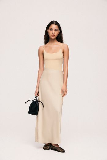 Beige satijnen rok Viellette Vila 