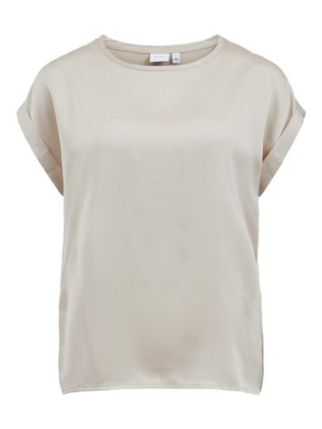 Beige t-shirt met glanzende voorzijde Viellette Vila