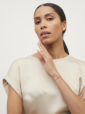 Beige t-shirt met glanzende voorzijde Viellette Vila