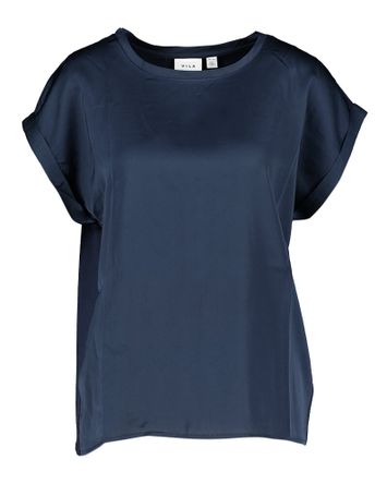 Blauwe t-shirt met glanzende stof aan rugzijde VIELLETTE Vila