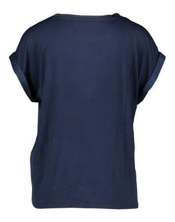 Blauwe t-shirt met glanzende stof aan rugzijde VIELLETTE Vila