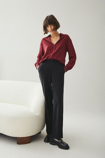 Zwarte broek met hoge taille Vivarone Vila