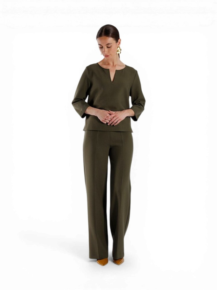 Groene geklede broek met rechte pijpen Tibio Furore 