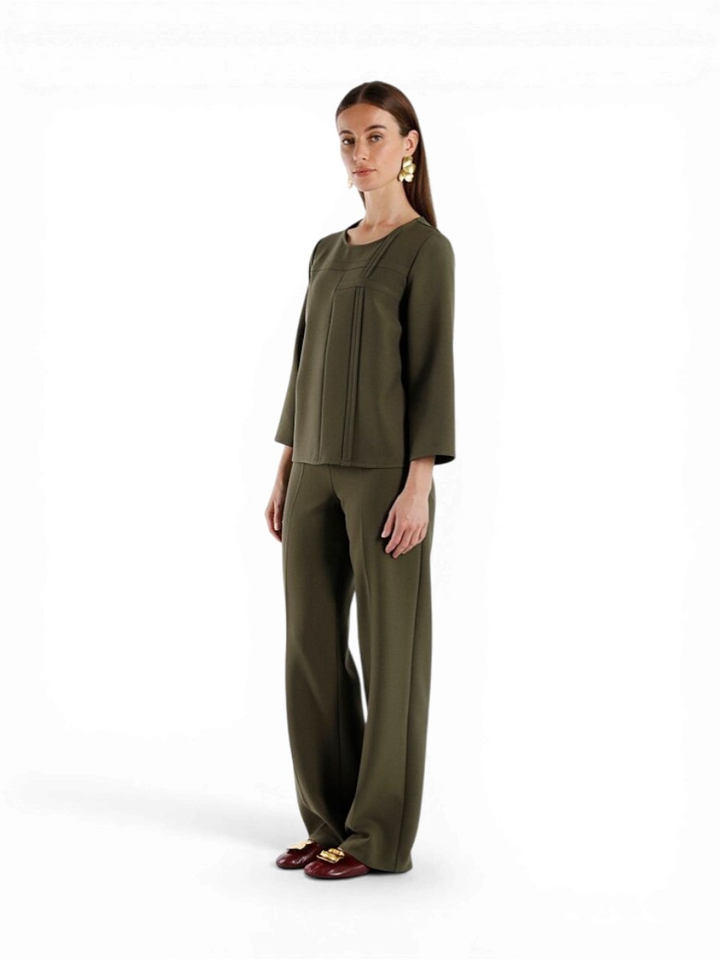 Groene geklede broek met rechte pijpen Tibio Furore 