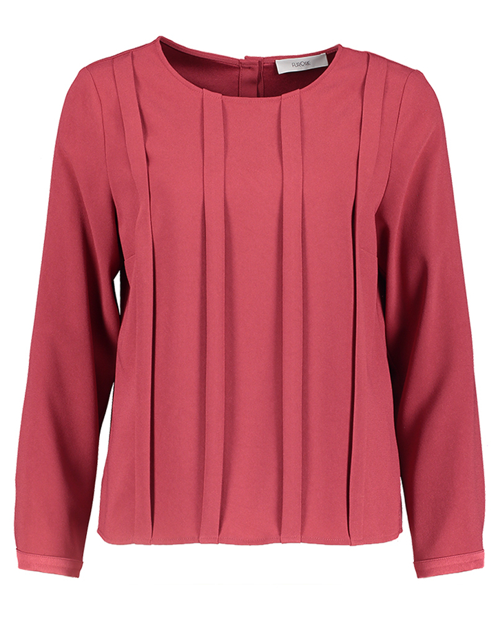 Bordeaux kleurige bloes met knopen op de rug Britma Furore