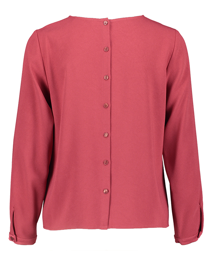 Bordeaux kleurige bloes met knopen op de rug Britma Furore