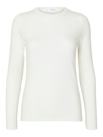 Ecru kleurige doorschijnende t-shirt Selected Femme
