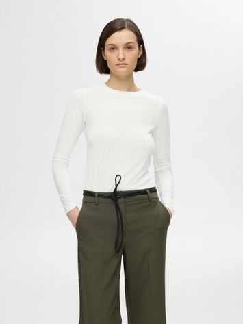 Ecru kleurige doorschijnende t-shirt Selected Femme