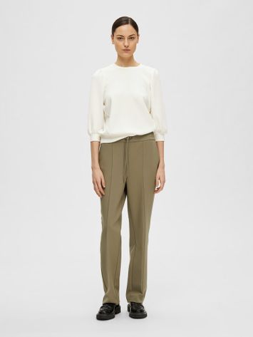 Ecru sweater met ronde hals Selected