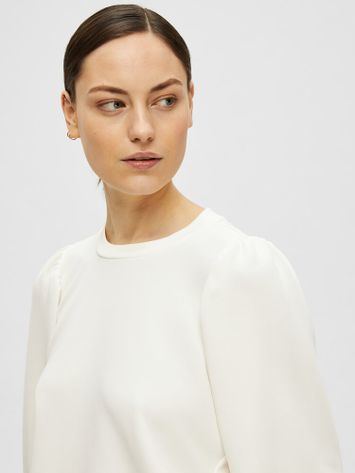Ecru sweater met ronde hals Selected