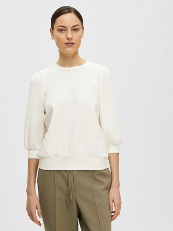 Ecru sweater met ronde hals Selected