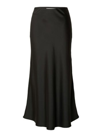 Lange zwarte rok in glanzende stof Selected Femme 