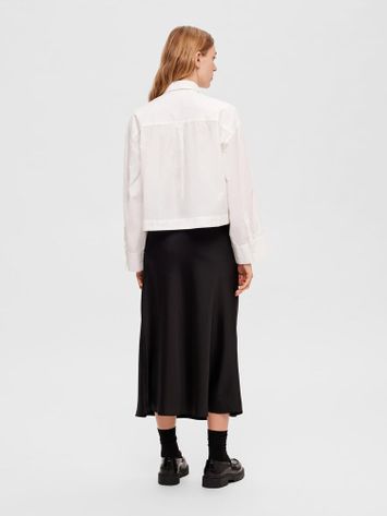 Lange zwarte rok in glanzende stof Selected Femme 