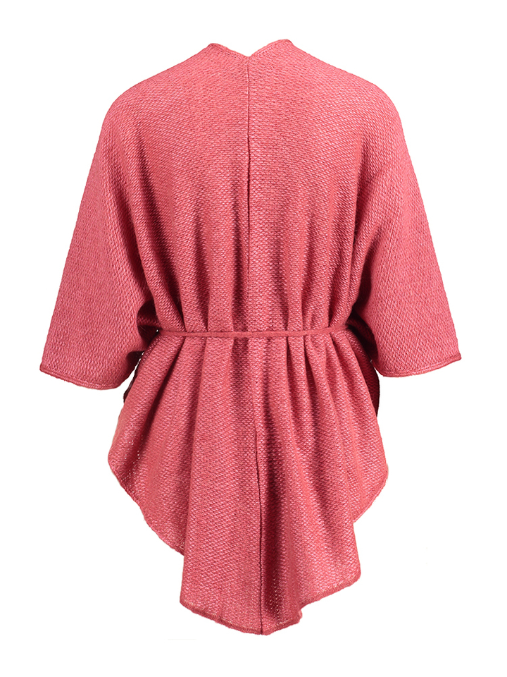 Framboosrode wollen poncho met lint Polsa Furore
